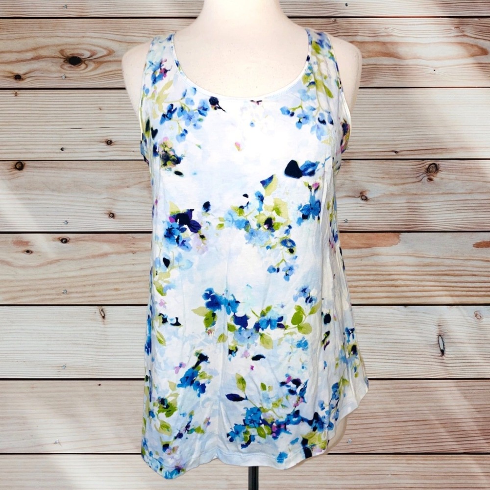 L1 J Jill shirttail tank floral flower‎ Small soft women's tunic blouse